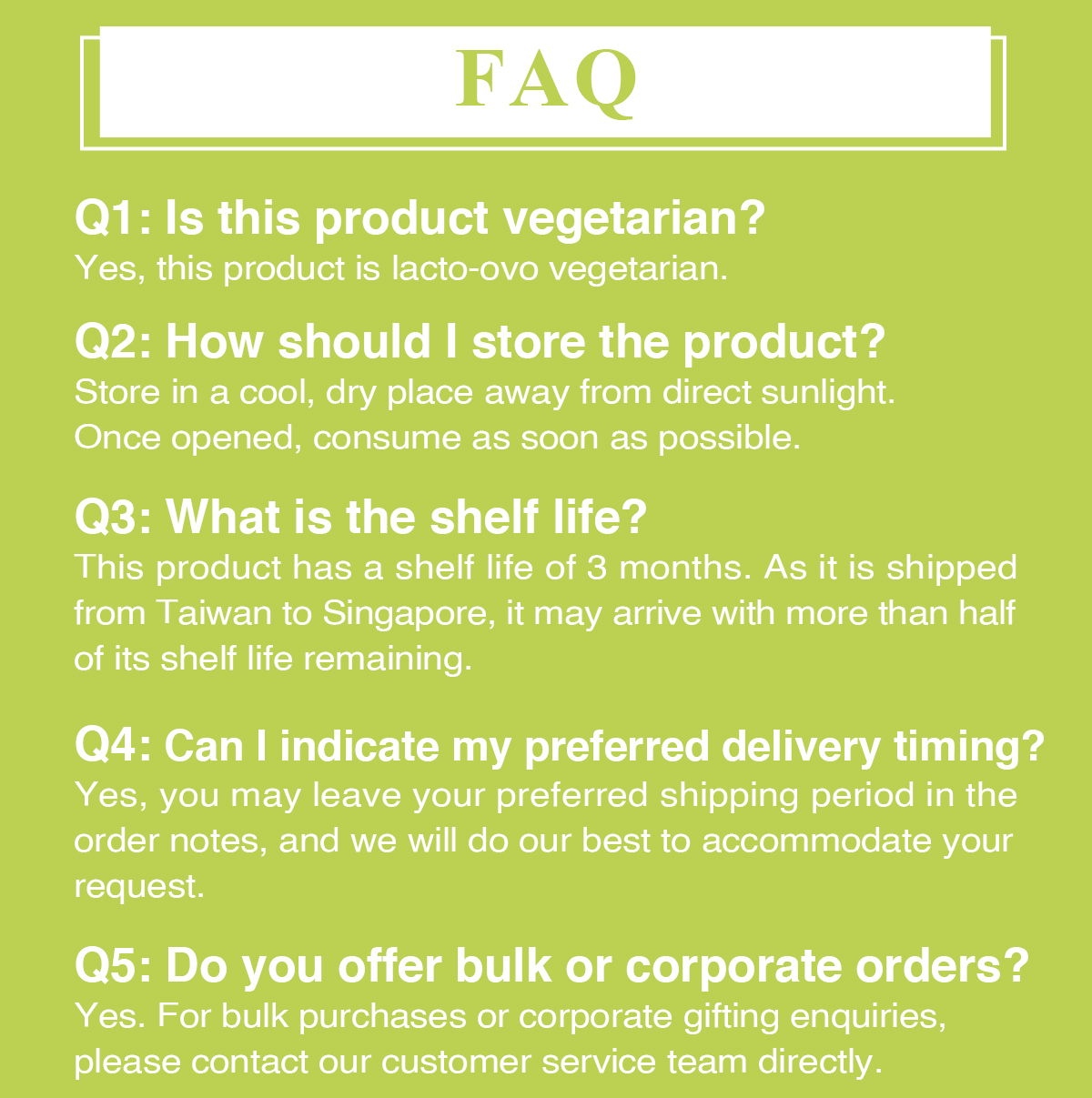 lemon mini egg rolls product information ingredients shelf life FAQ Singapore