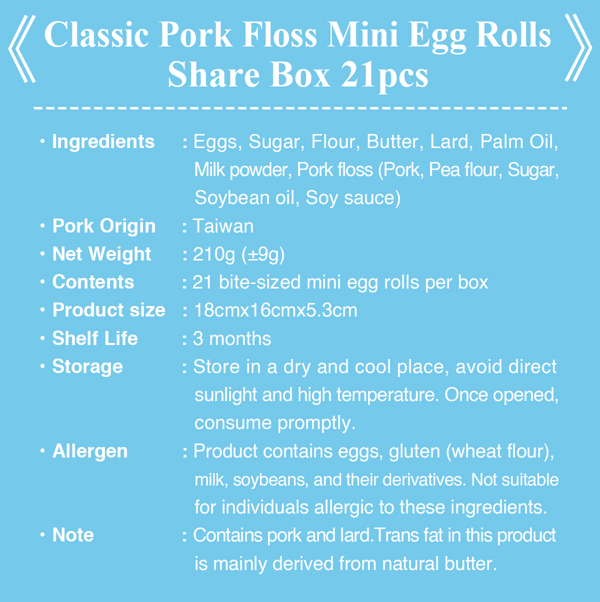 pork floss mini egg rolls ingredients and product information singapore