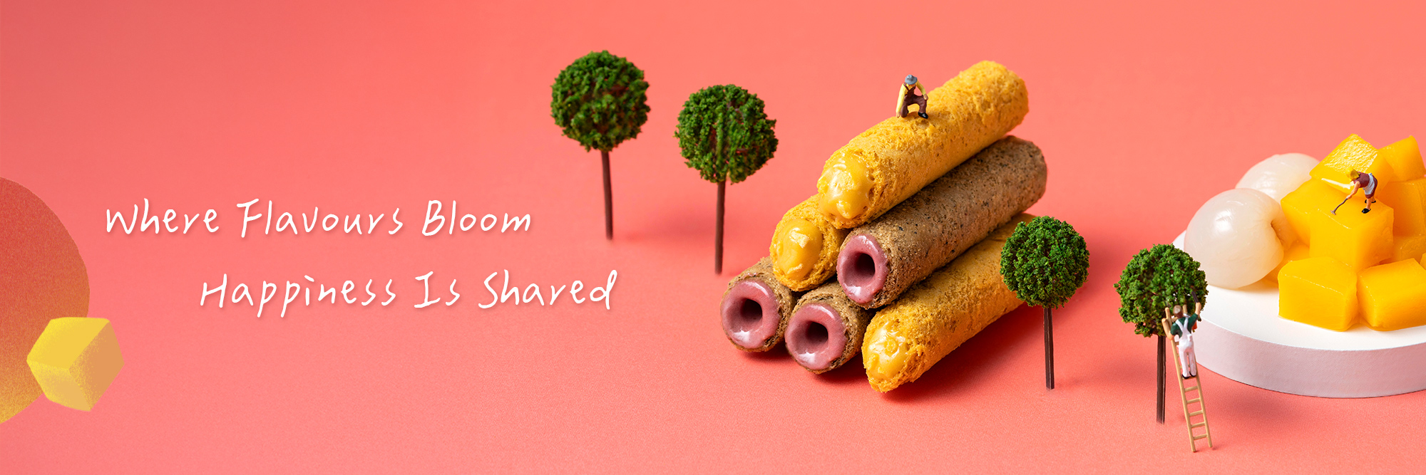 Summer limited filled egg rolls with mango and ruby lychee flavours.