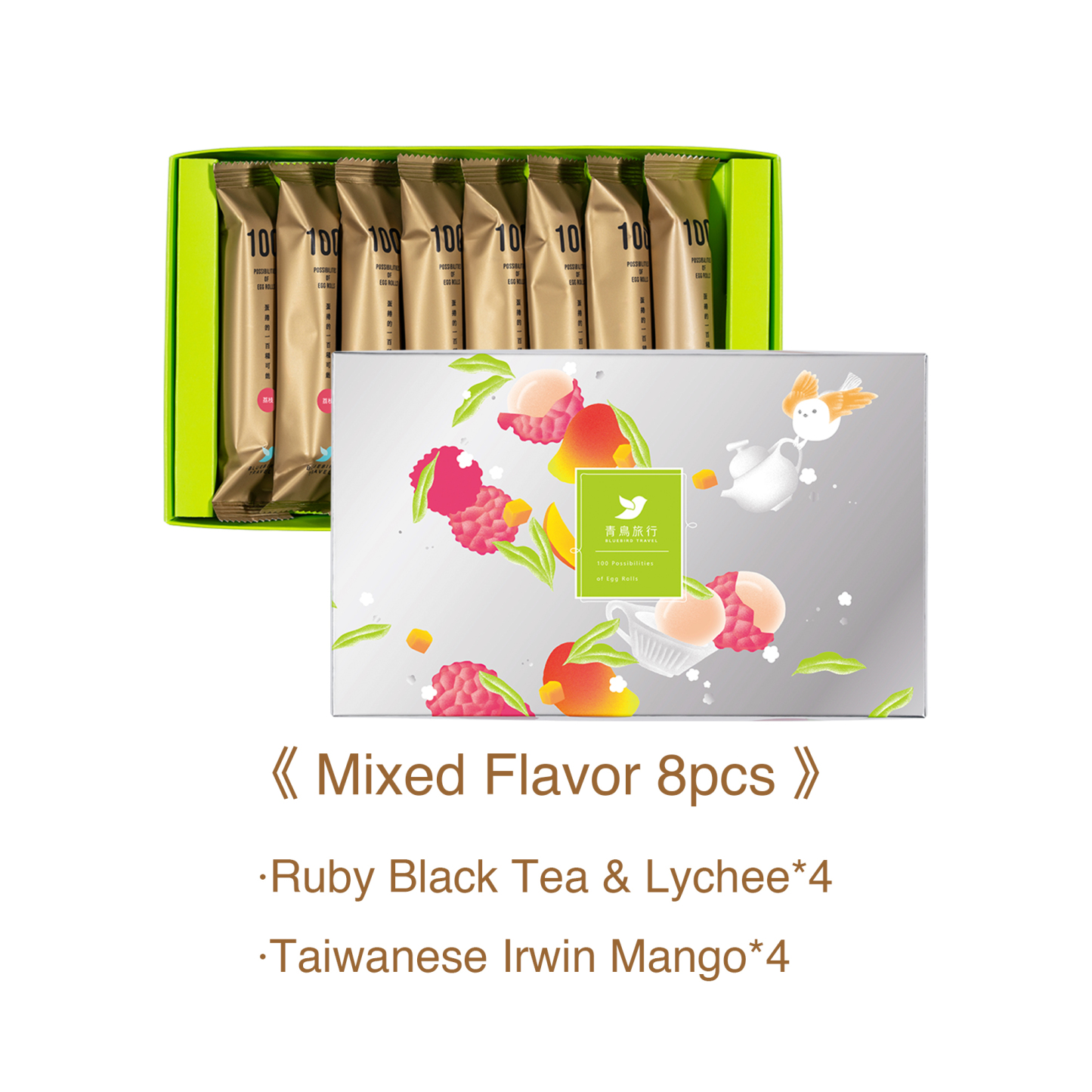 Summer limited mixed flavor egg rolls 8pcs with mango and ruby lychee.