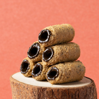 Sun Moon Lake Black Tea mini egg rolls with tea infused chocolate filling.