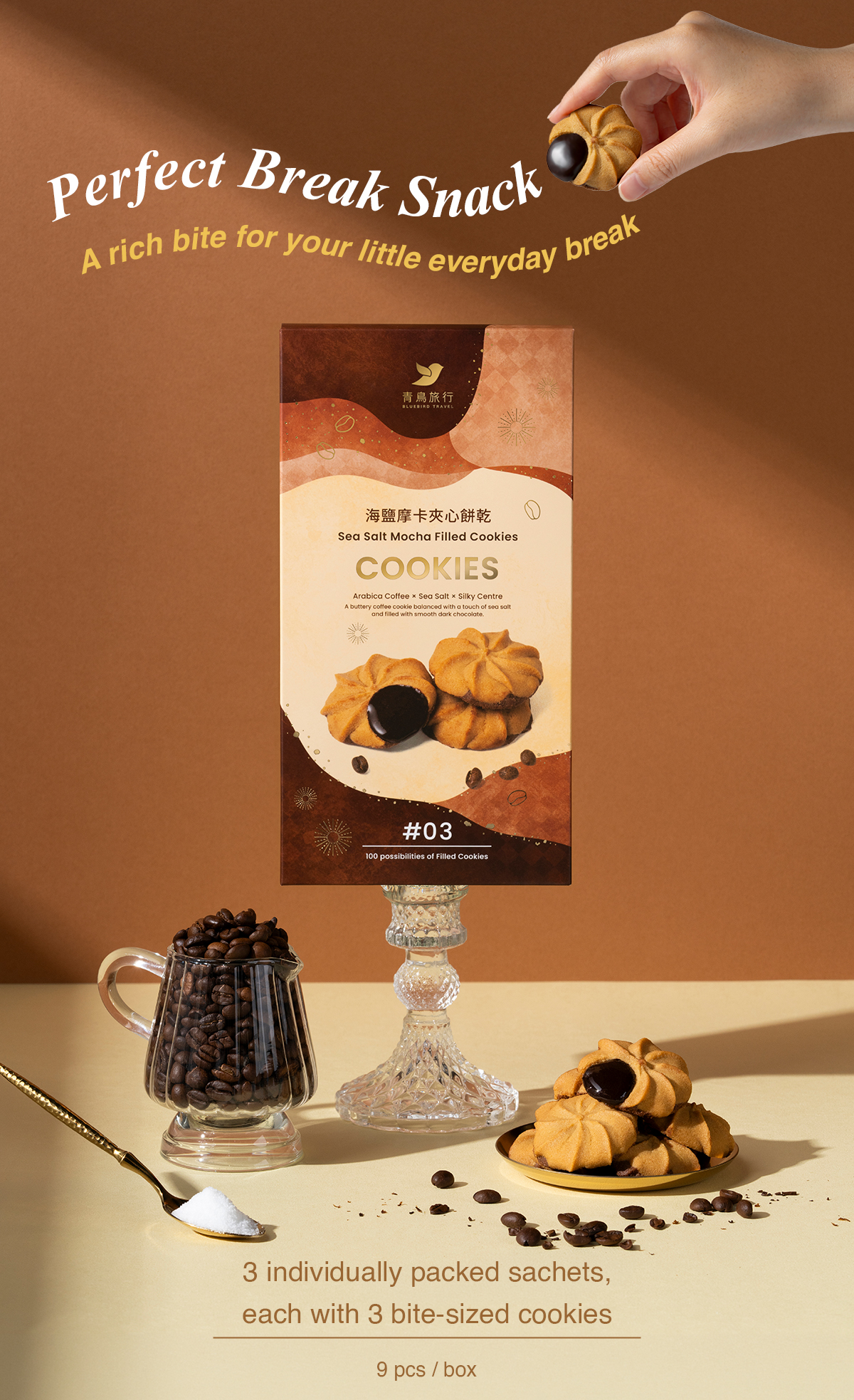 Sea salt mocha cookies and individually packed everyday snack box.