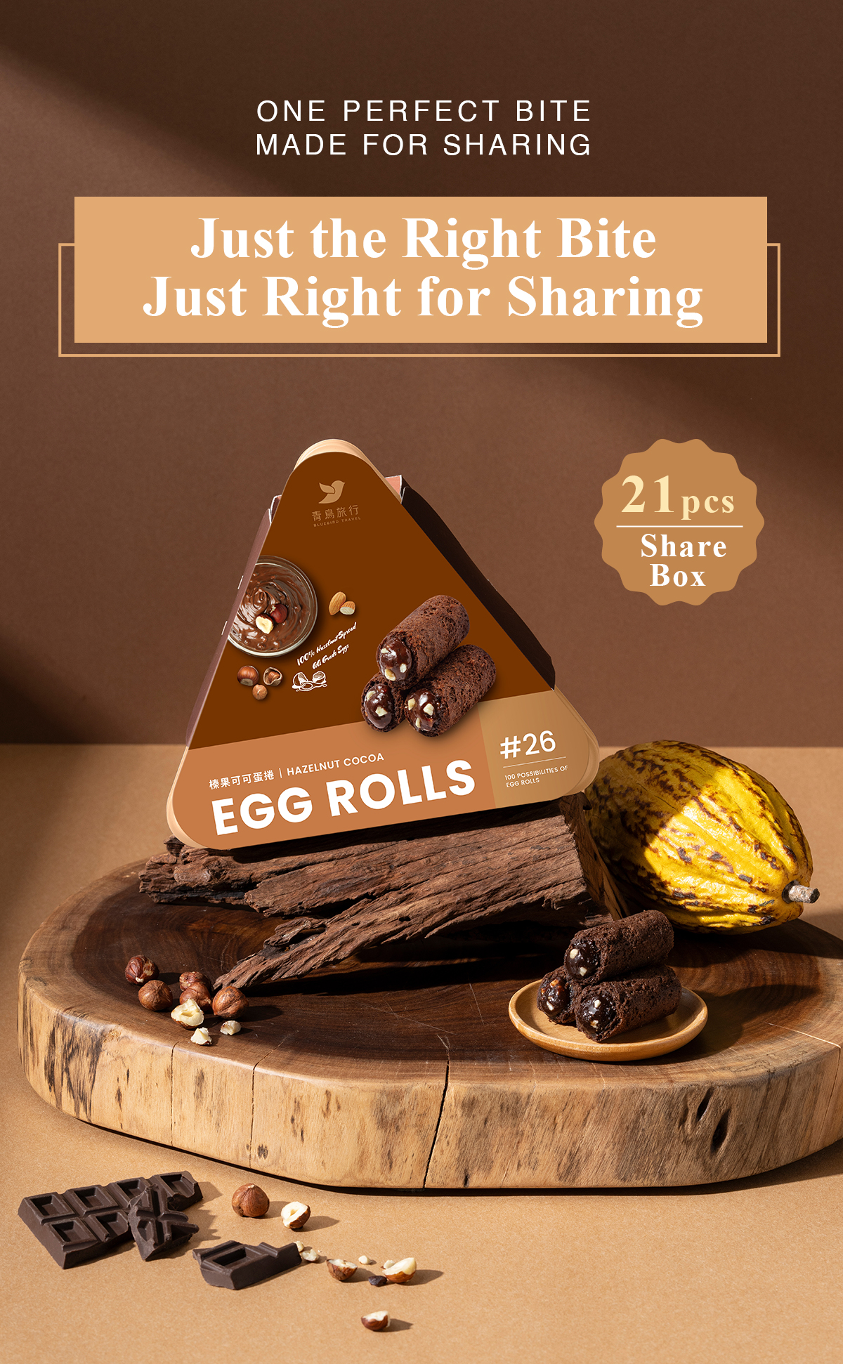 21-piece Hazelnut Cocoa Mini Egg Roll Share Box for sharing.
