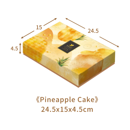 Pineapple Cake box dimensions: 24.5 x 15 x 4.5 cm.