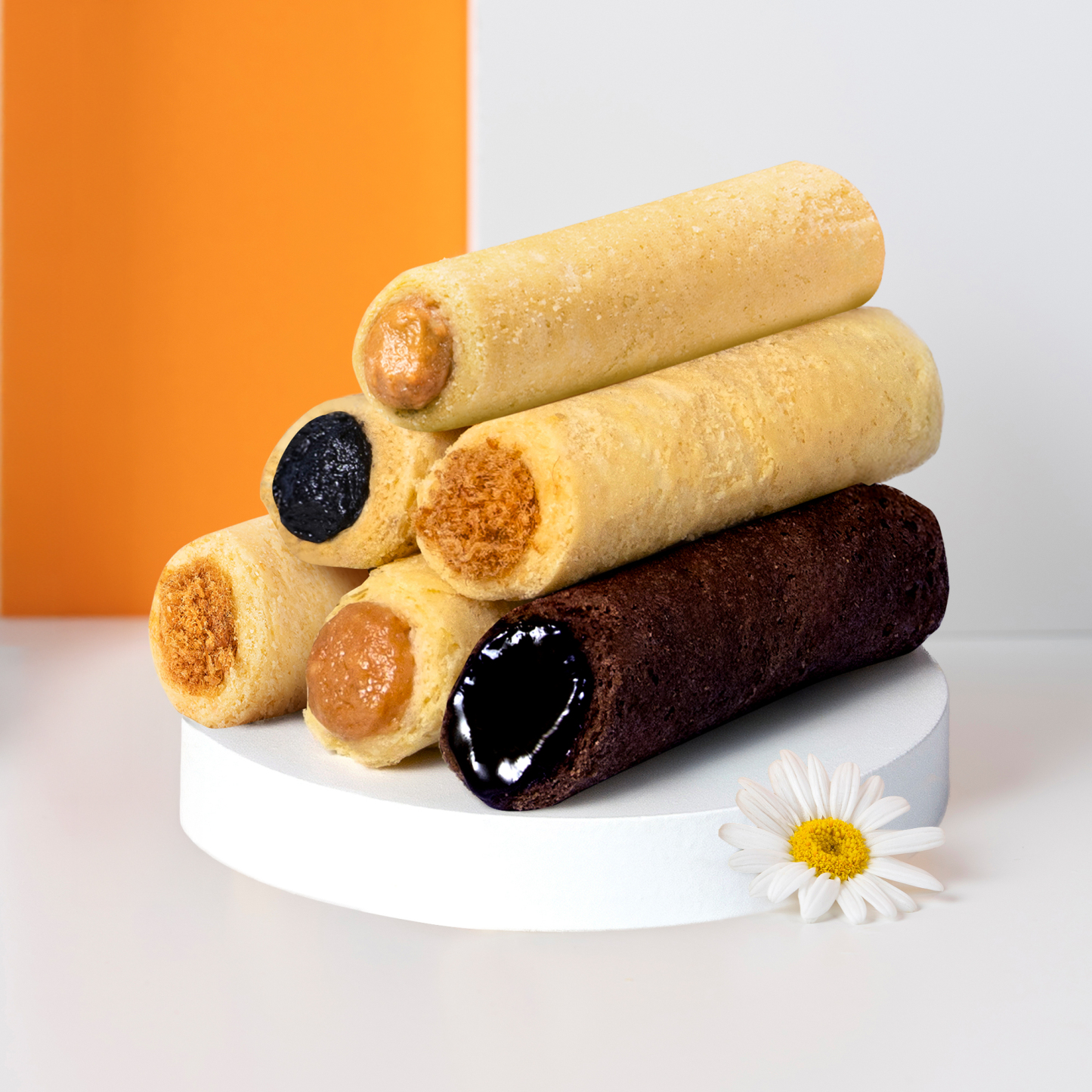 Bluebird Travel mixed flavor filled egg rolls with pork floss peanut sesame chocolate.