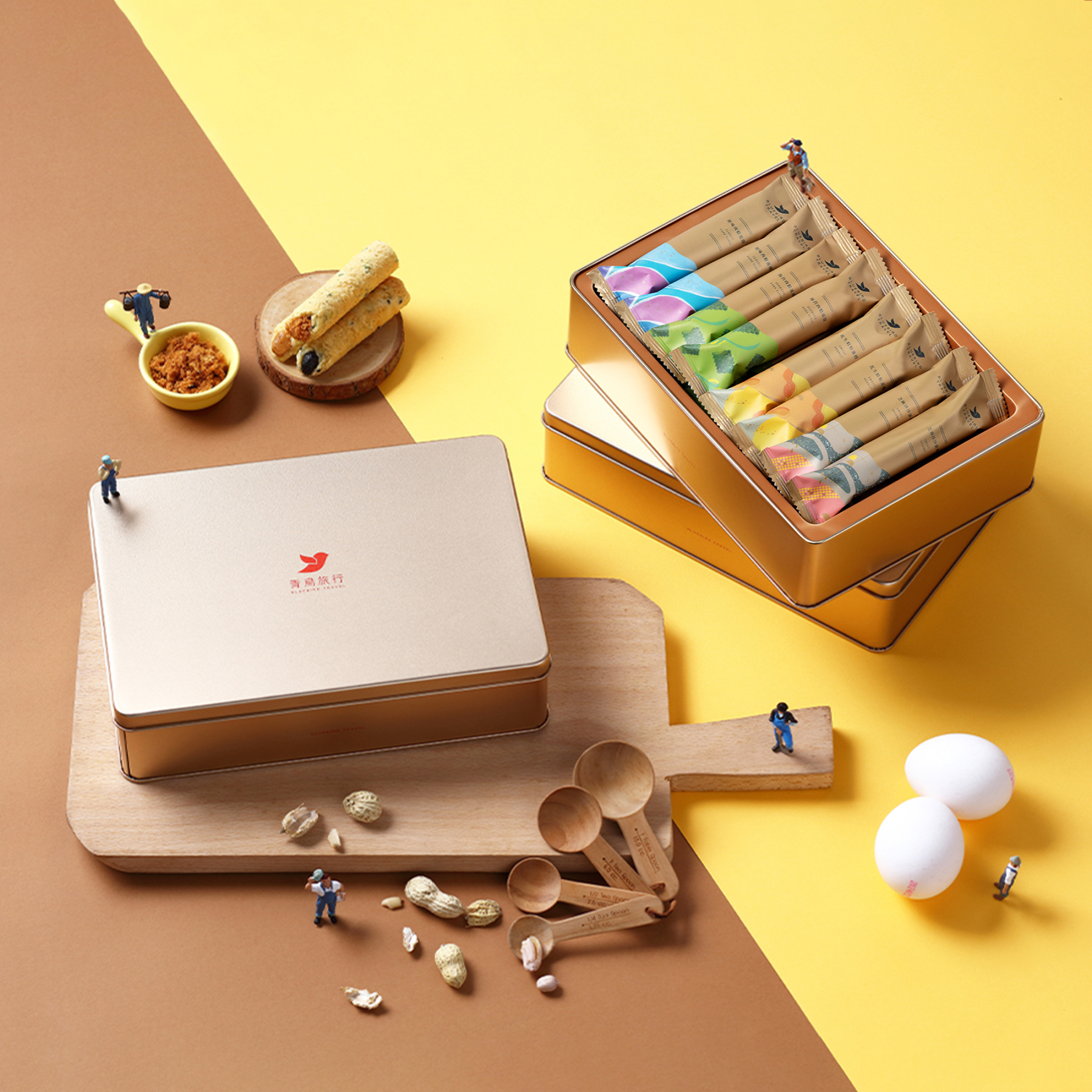 classic egg rolls gift box opened showing assorted flavours inside