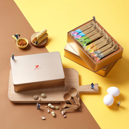 classic egg rolls gift box opened showing assorted flavours inside