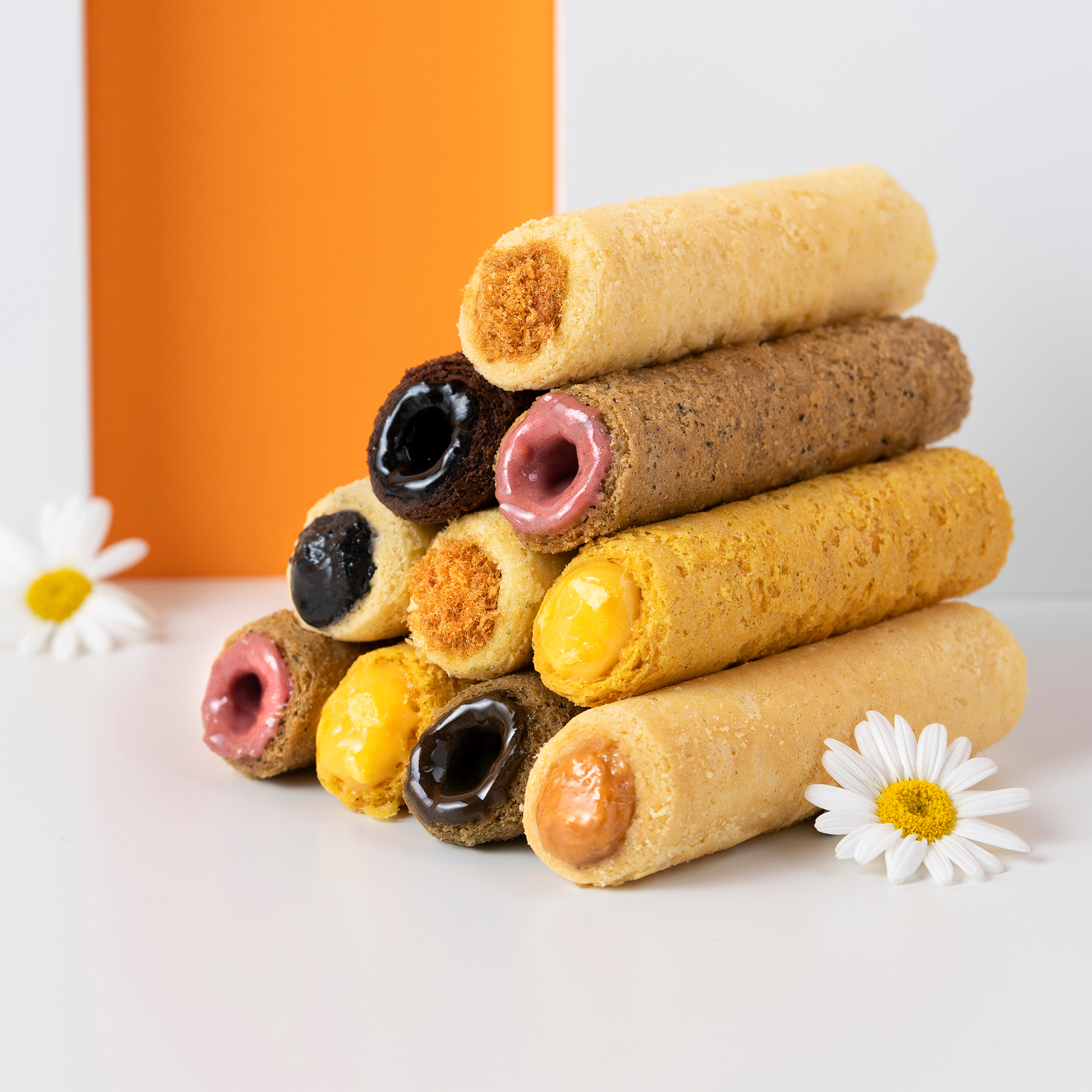 Assorted Bluebird Travel filled mini egg rolls in mixed flavours.