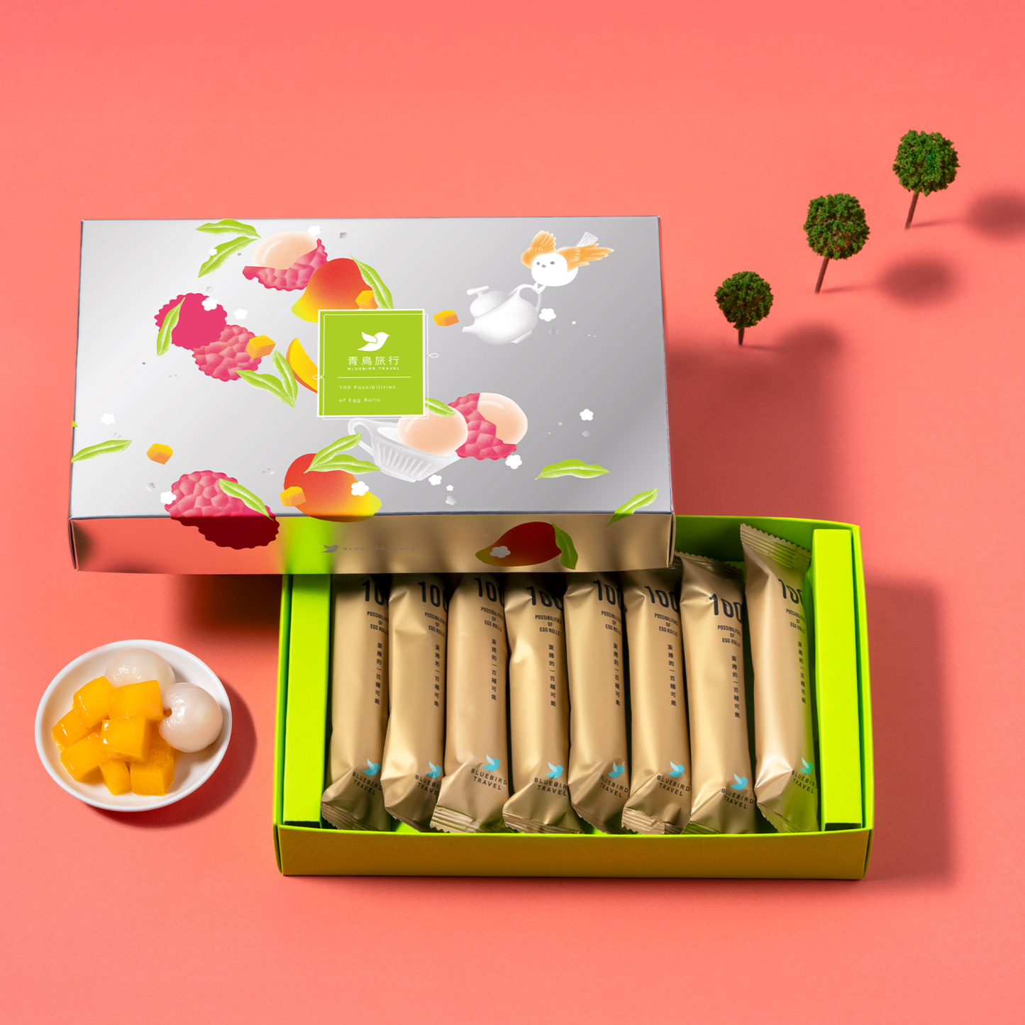 Summer in Glow 8pcs egg roll gift box with mango and lychee flavours.