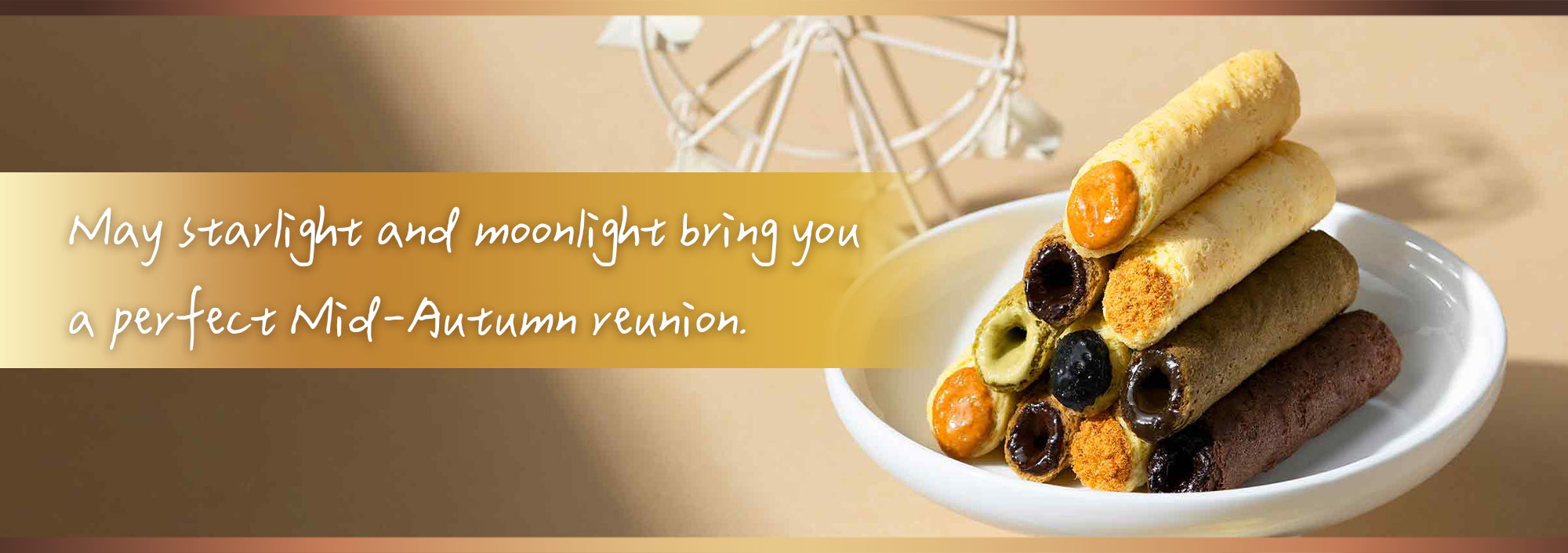 Filled egg rolls with starlight and moonlight reunion message.