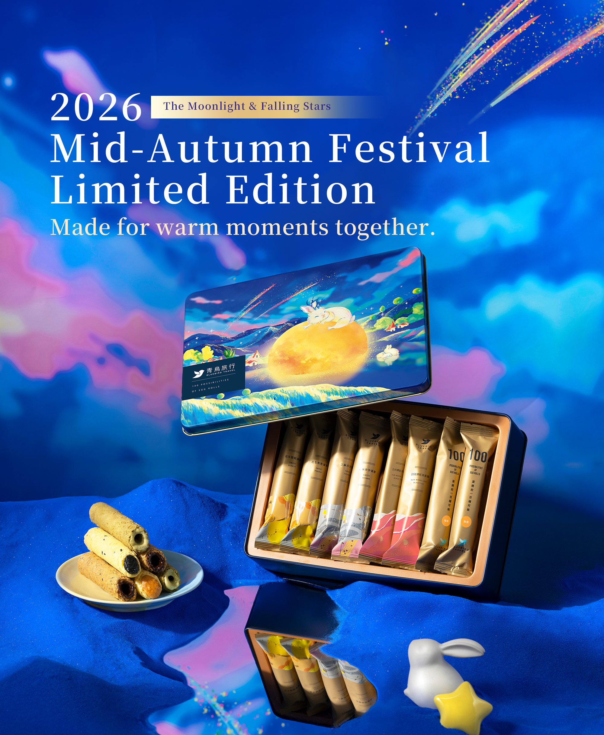 Blue moonlight scene with Tea and Fruit Selection Box.
