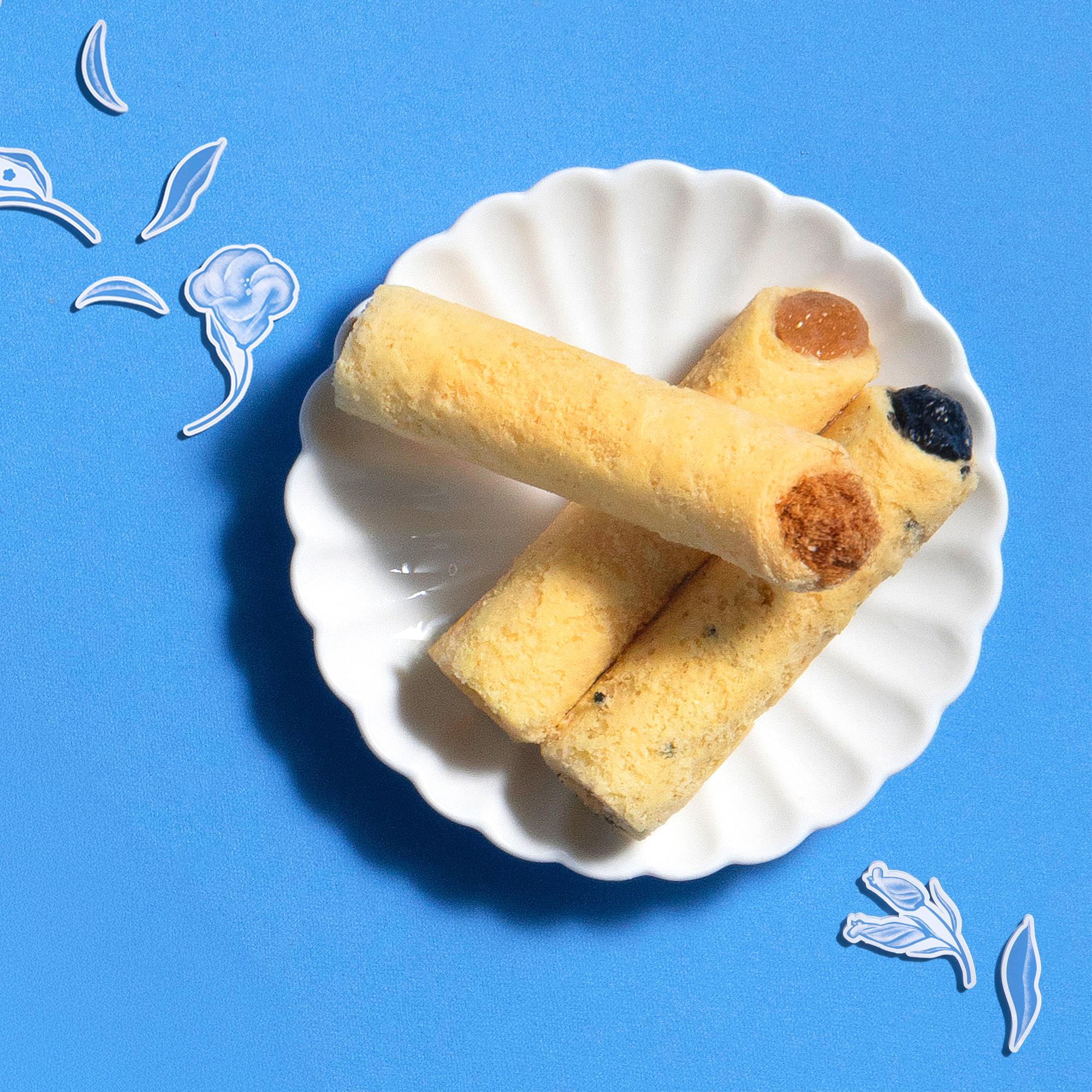 Bluebird Travel classic flavor filled egg rolls with pork floss peanut and sesame.