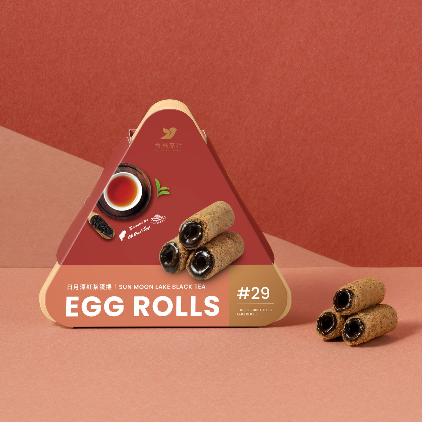 Sun Moon Lake Black Tea Filled Mini Egg Roll share box 21pcs packaging.