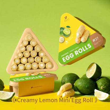 mini egg rolls share box 21 pieces opened tray lemon filling inside view