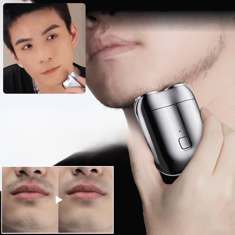 【MINI 듀얼 헤드 전기 면도기】작지만 강력한 성능, 고속 브러시리스 모터로 3초 만에 신속한 면도