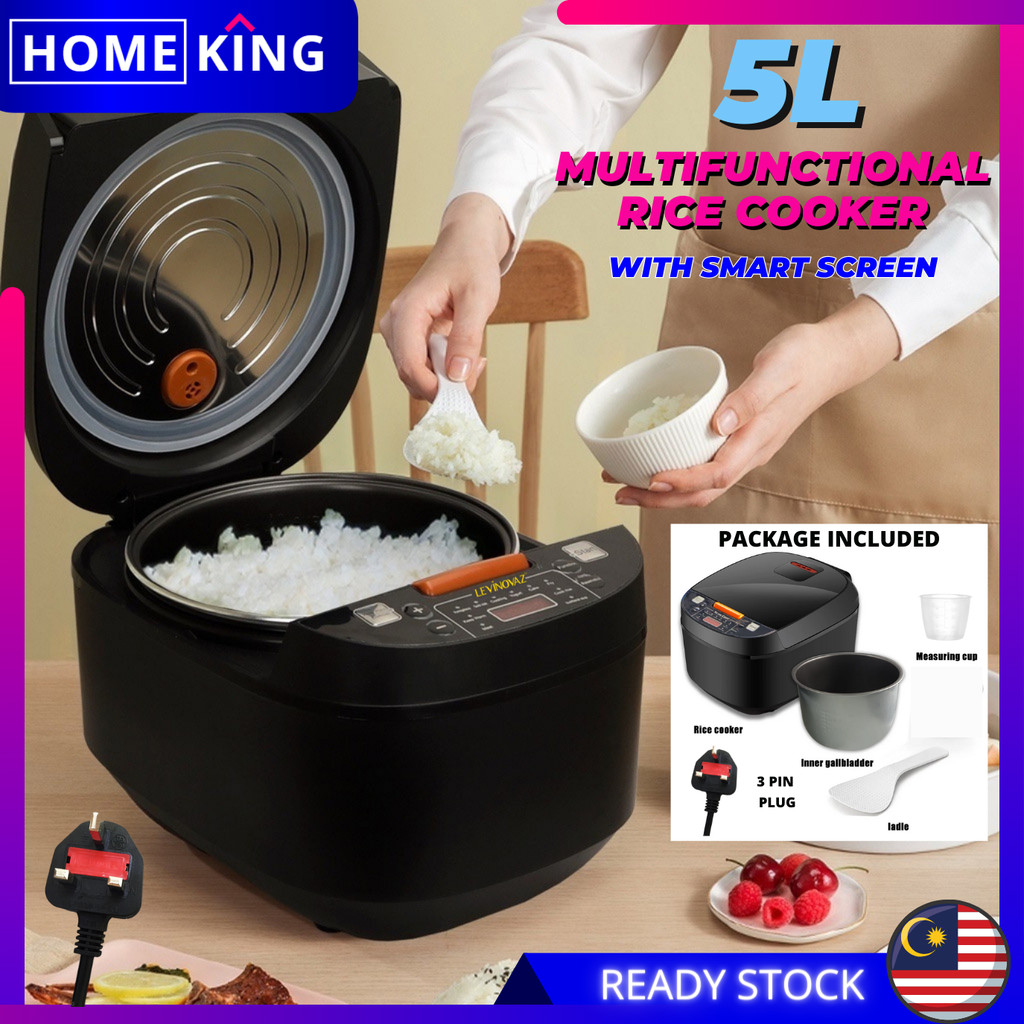 Cooked Rice Screen HOMEKING | Rice Cooker 5L Big Rice Cooker Multifunction Smart Screen ...