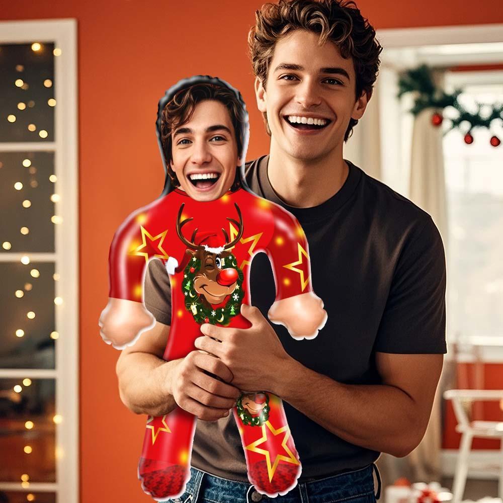 Custom Blow Up Doll Inflatable Christmas Doll Personalized Face Air Minime Doll In Elk Suit