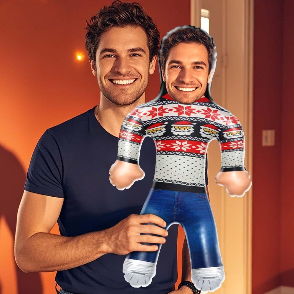 Personalized Face Air Minime Doll Custom Blow Up Doll Inflatable Christmas Doll - Christmas Sweater