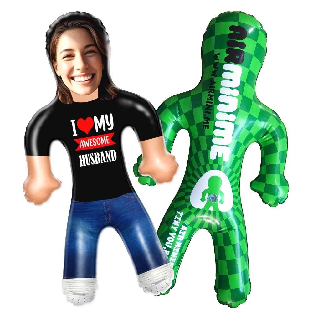 Custom Couple Blow Up Doll Face Inflatable Air Minime Gift For Couple With Text