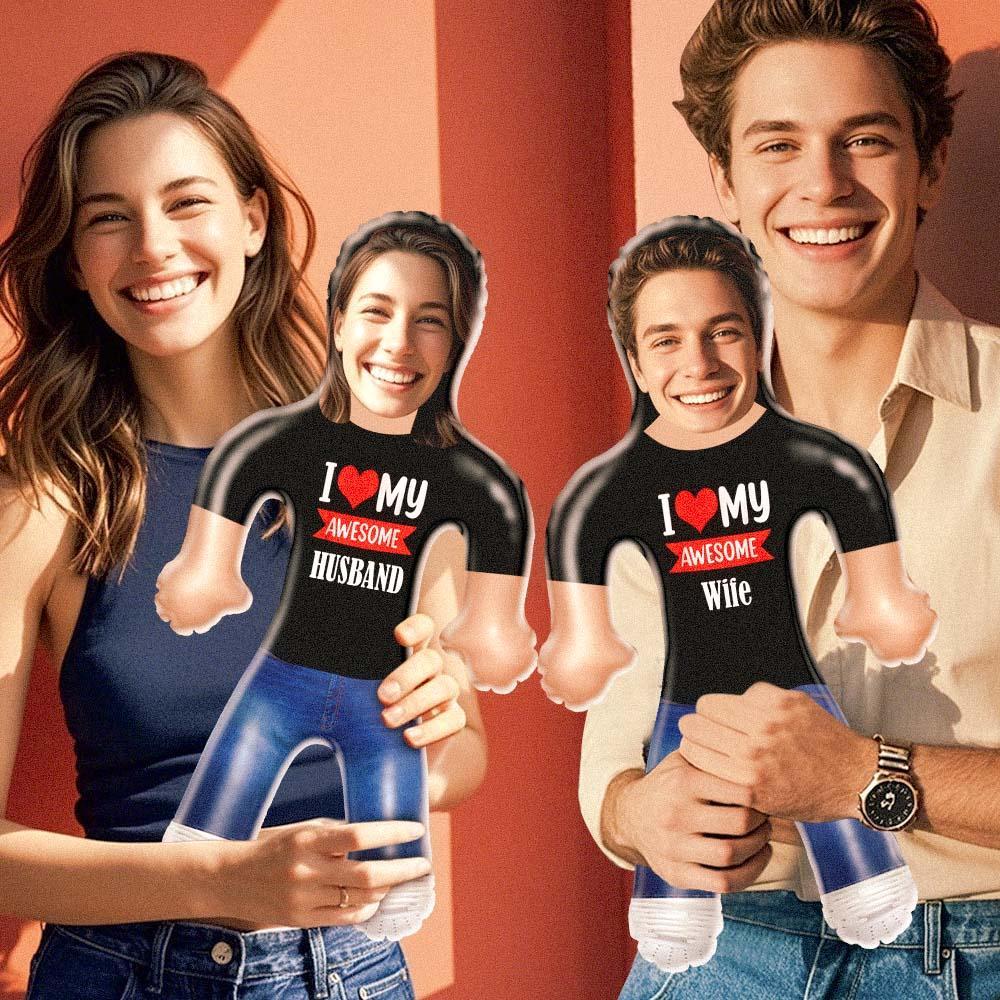Custom Couple Blow Up Doll Face Inflatable Air Minime Gift For Couple With Text