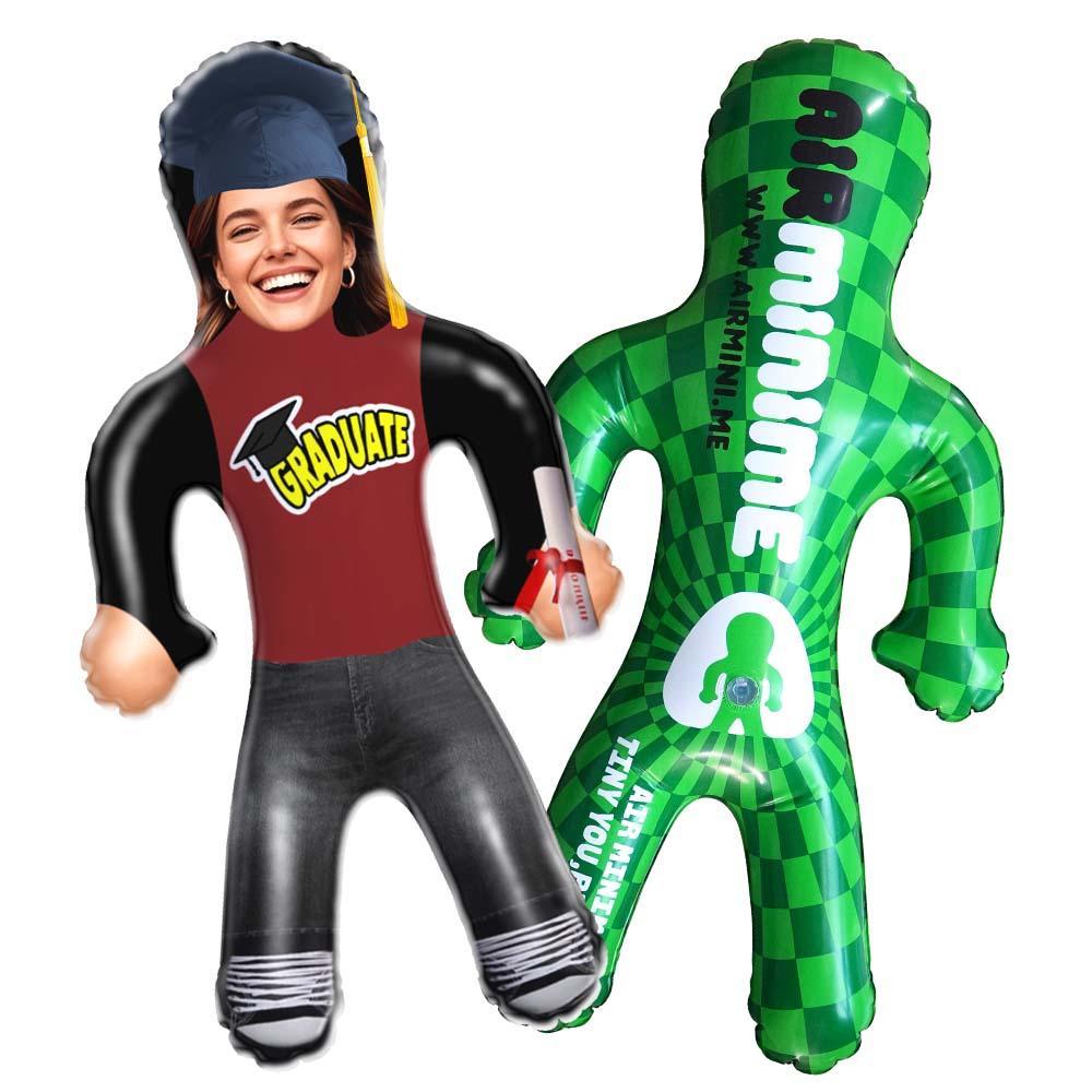 Funny Graduate Face Blow Up Doll Maroon Tee Style Custom Air Minime Dolls