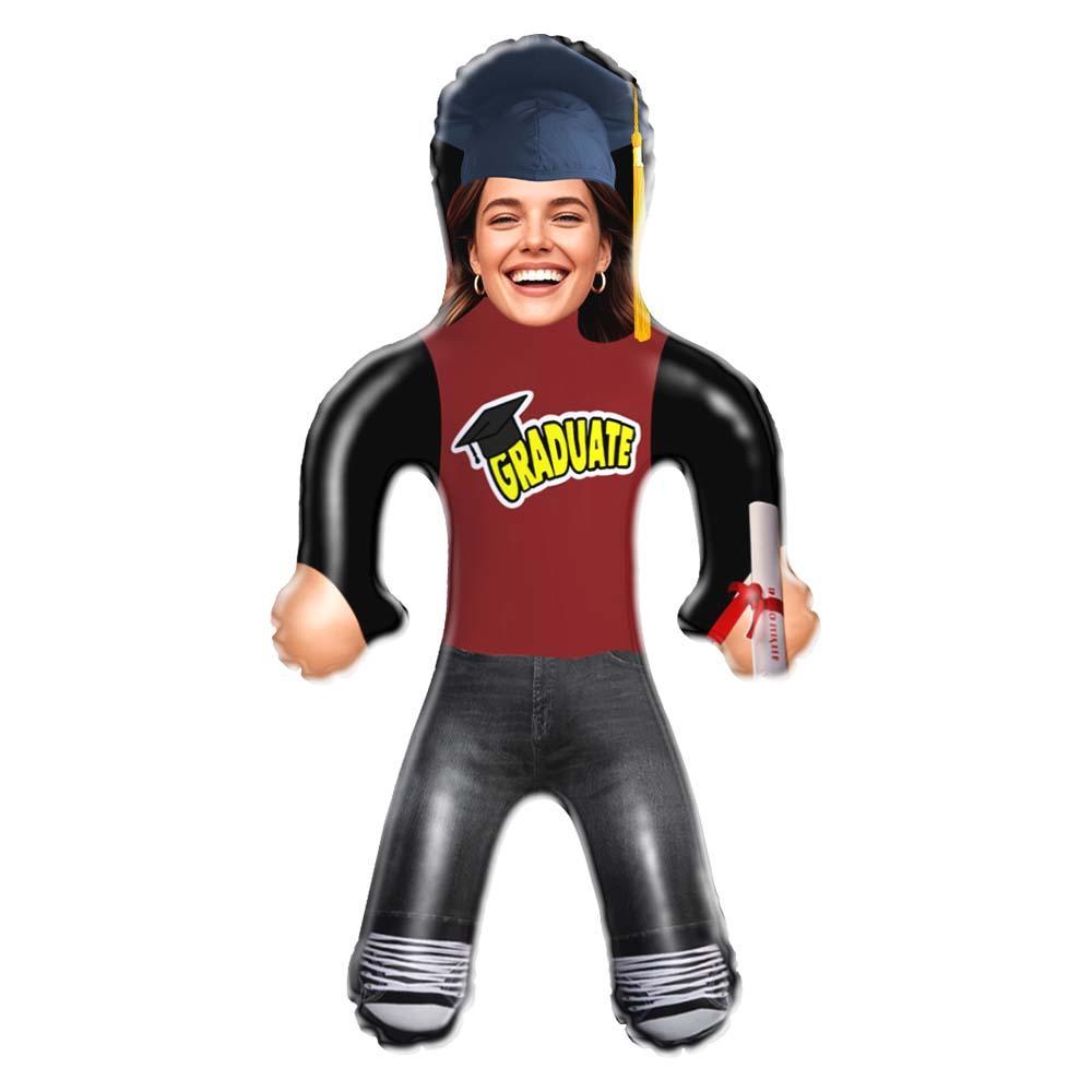 Funny Graduate Face Blow Up Doll Maroon Tee Style Custom Air Minime Dolls