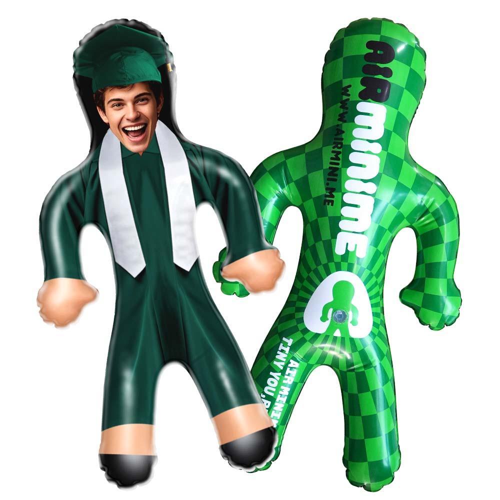 Custom Air Minime Dolls Green Cap & Gown Graduation Doll Personalized Face Inflatable