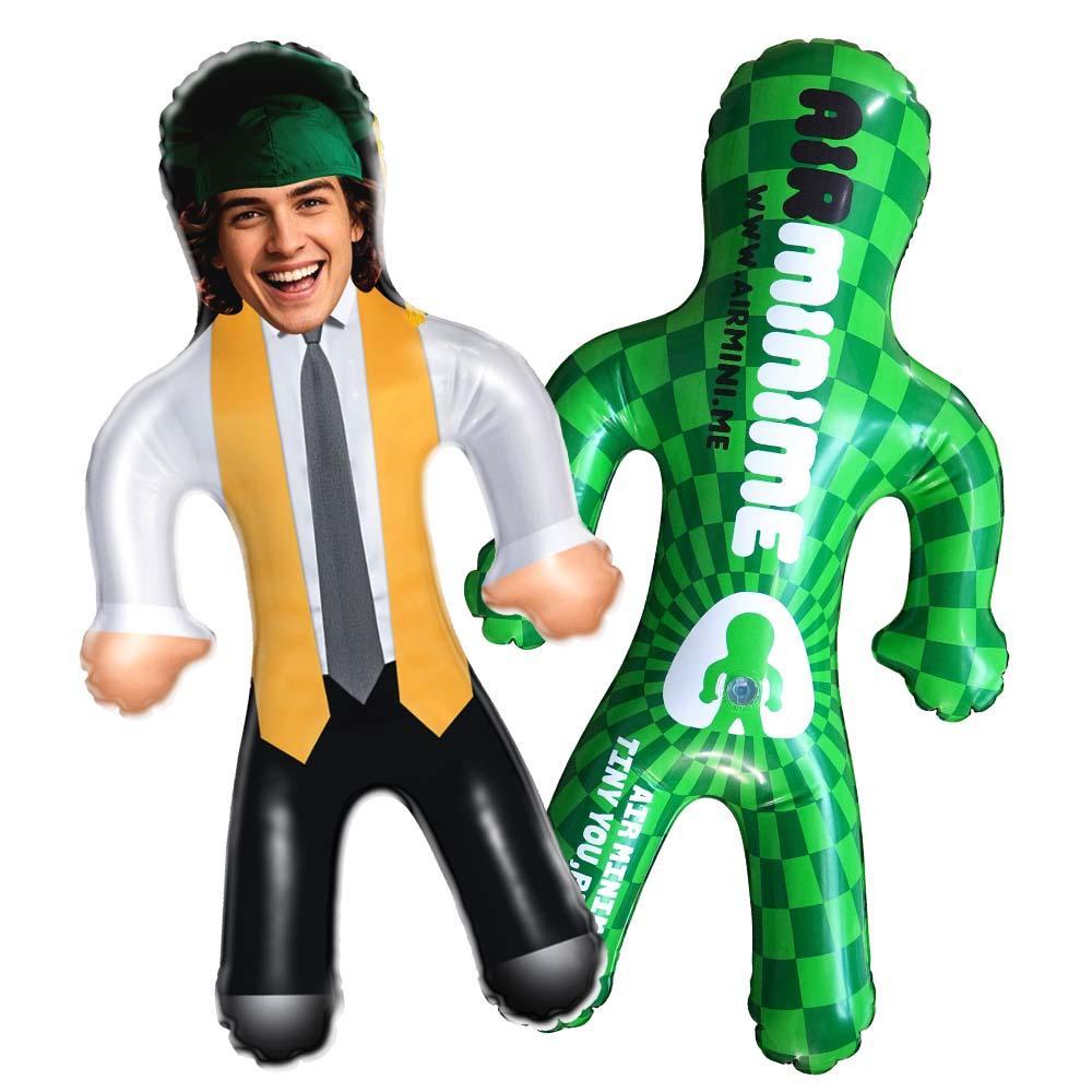 Custom Graduation Doll with Face Green Cap & Gold Trim Outfit Face Air Minime Doll