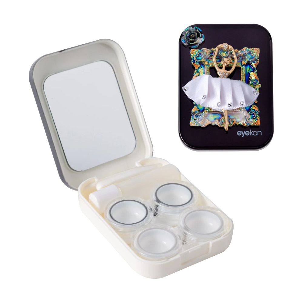 2 Pairs Ballet Girl White Skirt Black Contact Lens Case