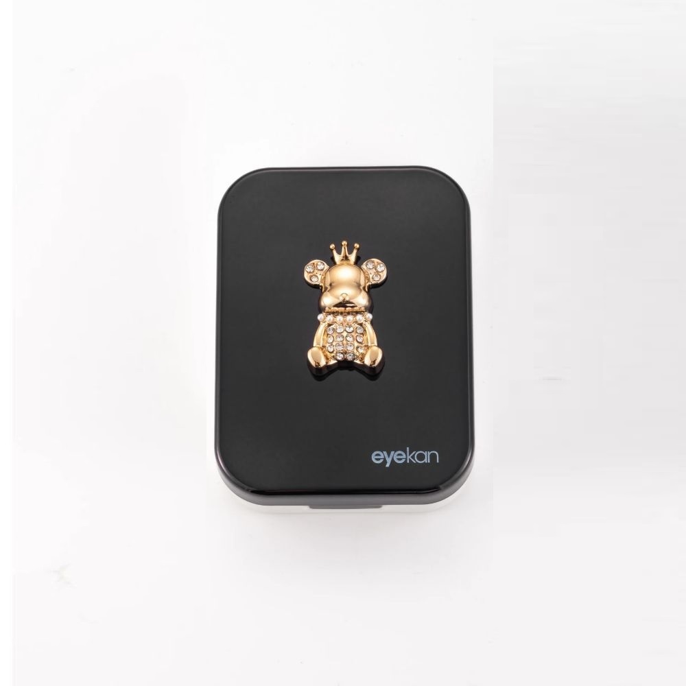 2 Pair Black Gold Bear Contact Lens Case