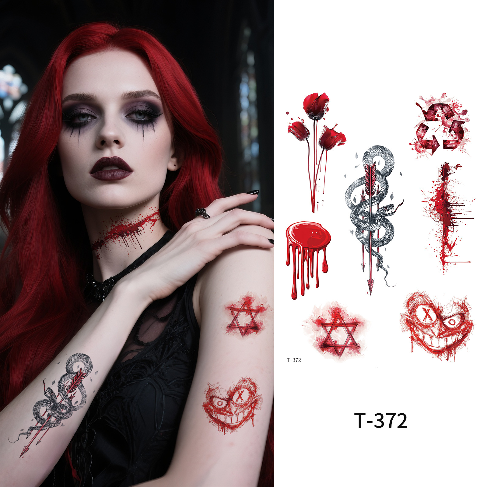 1 Pcs Halloween Temporary Tattoo Stickers