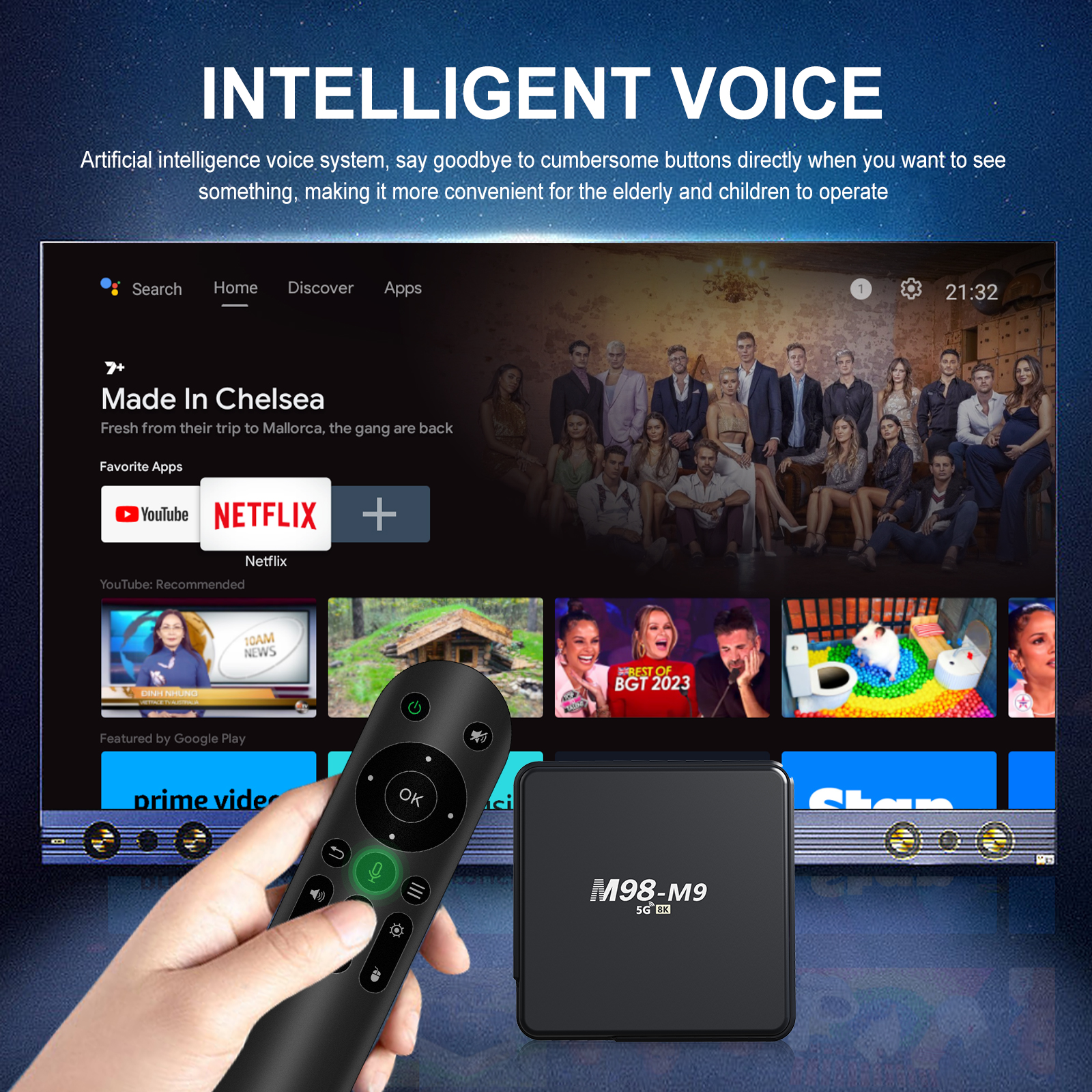 DEYSINN 4K HD TV Box M98-M9 Android 10 Quad Core 2.4G 5G Wifi Media Player 8K HD Home Set Top Box