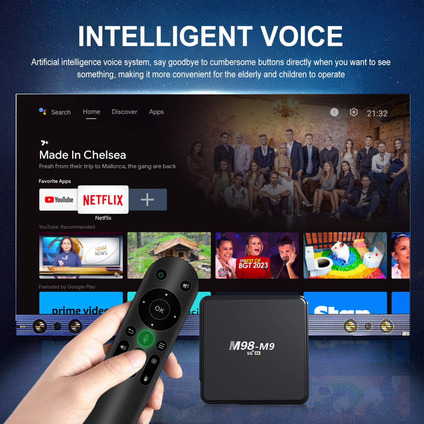 DEYSINN 4K HD TV Box M98-M9 Android 10 Quad Core 2.4G 5G Wifi Media Player 8K HD Home Set Top Box