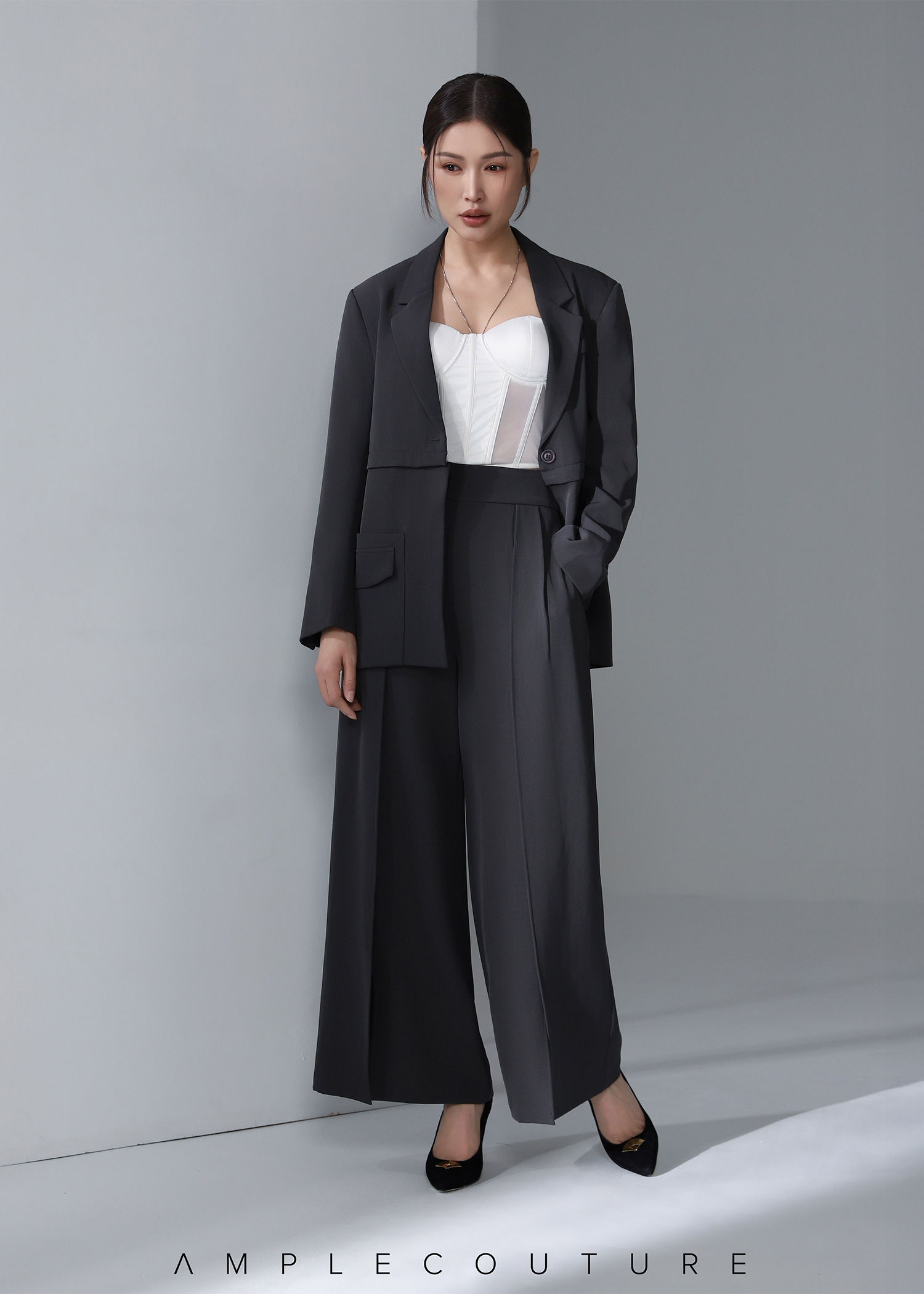 [I DEFINE ME] High Waist Split Long Pants ACX08