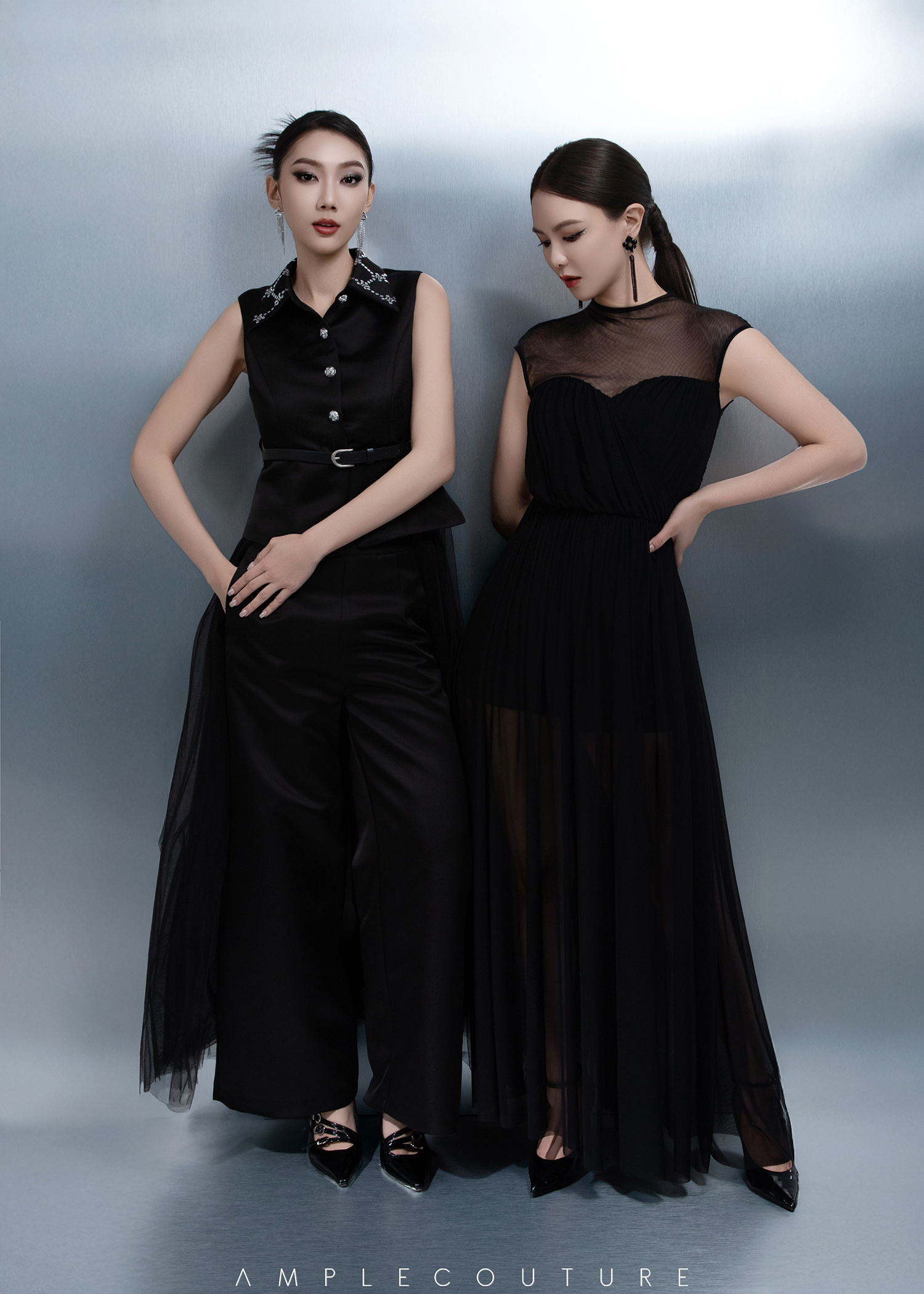 Sheer Panel Satin Pants Set ACX16