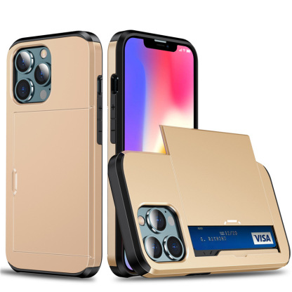 สำหรับ iPhone ใส่การ์ดเลื่อนกรณีโทรศัพท์