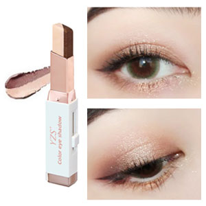 【ทาหนึ่งครั้งได้สีครบ】อายแชโดว์แบบแท่ง ไล่สีสองเฉดสี เนื้อกำมะหยี่