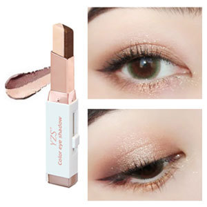 【ทาหนึ่งครั้งได้สีครบ】อายแชโดว์แบบแท่ง ไล่สีสองเฉดสี เนื้อกำมะหยี่