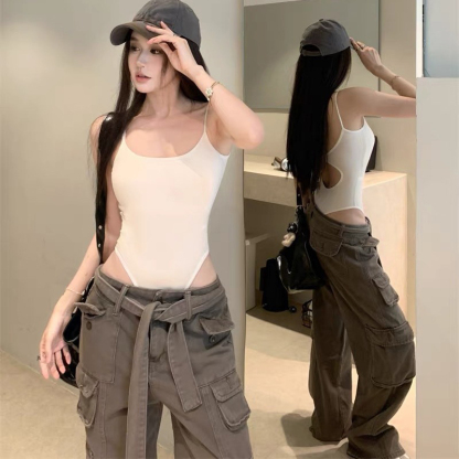 【สาวฮอตสไตล์ฝรั่ง】บอดี้สูทสายเดี่ยวเก็บพุงกระชับสัดส่วน
