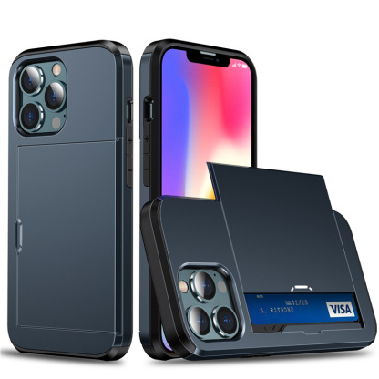 สำหรับ iPhone ใส่การ์ดเลื่อนกรณีโทรศัพท์