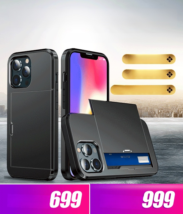 สำหรับ iPhone ใส่การ์ดเลื่อนกรณีโทรศัพท์