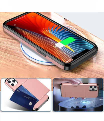 สำหรับ iPhone ใส่การ์ดเลื่อนกรณีโทรศัพท์
