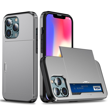 สำหรับ iPhone ใส่การ์ดเลื่อนกรณีโทรศัพท์