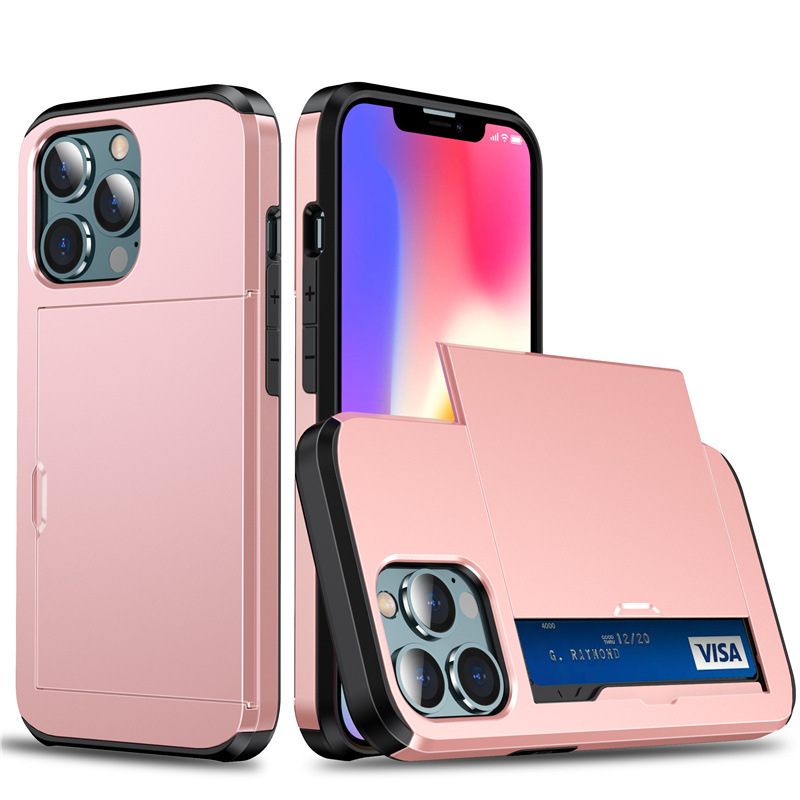 สำหรับ iPhone ใส่การ์ดเลื่อนกรณีโทรศัพท์