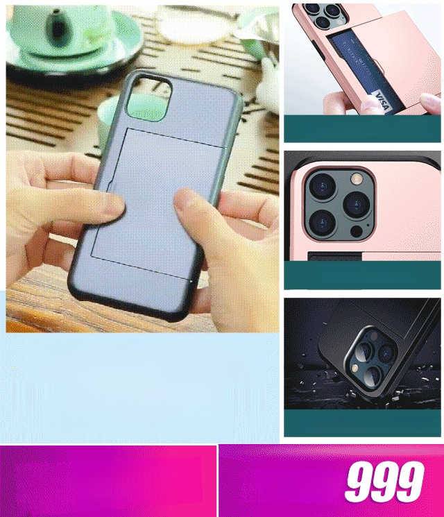 สำหรับ iPhone ใส่การ์ดเลื่อนกรณีโทรศัพท์