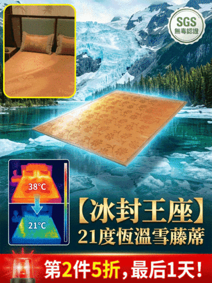 【恆溫21度】天然冰絲雪藤蓆