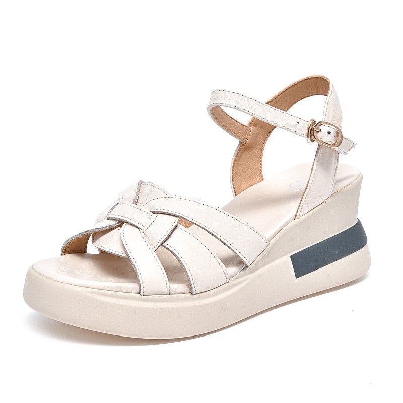 厚底坡跟鬆糕羅馬涼鞋