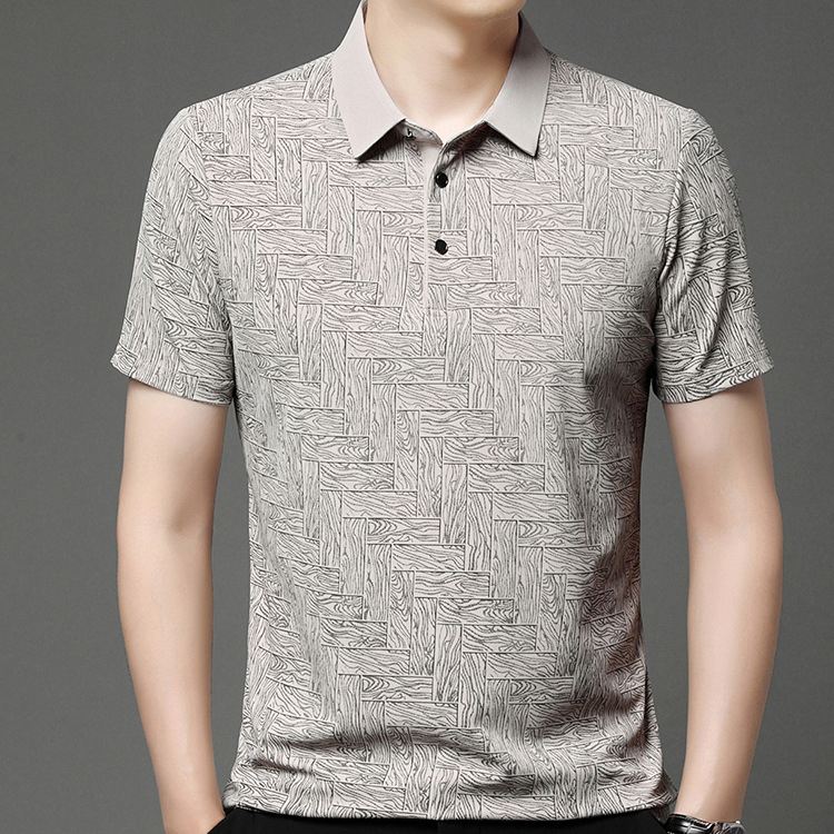 印花冰絲男半袖polo衫