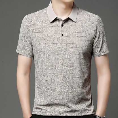 印花冰絲男半袖polo衫
