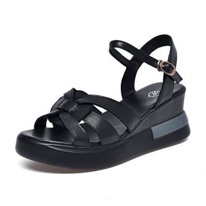 厚底坡跟鬆糕羅馬涼鞋